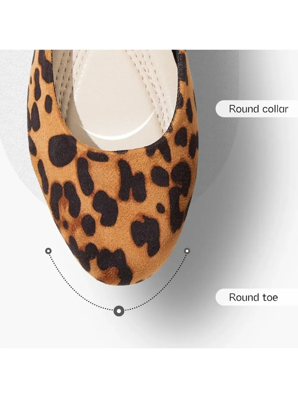 Women's Brown Leopard Suede Round Toe Soft & Foldable Comfortable Ballet Flats